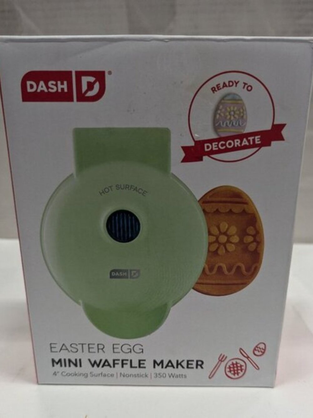 Dash Easter Egg Mini Waffle Maker Non-Stick, Easy Clean, Compact -Teal (NEW)